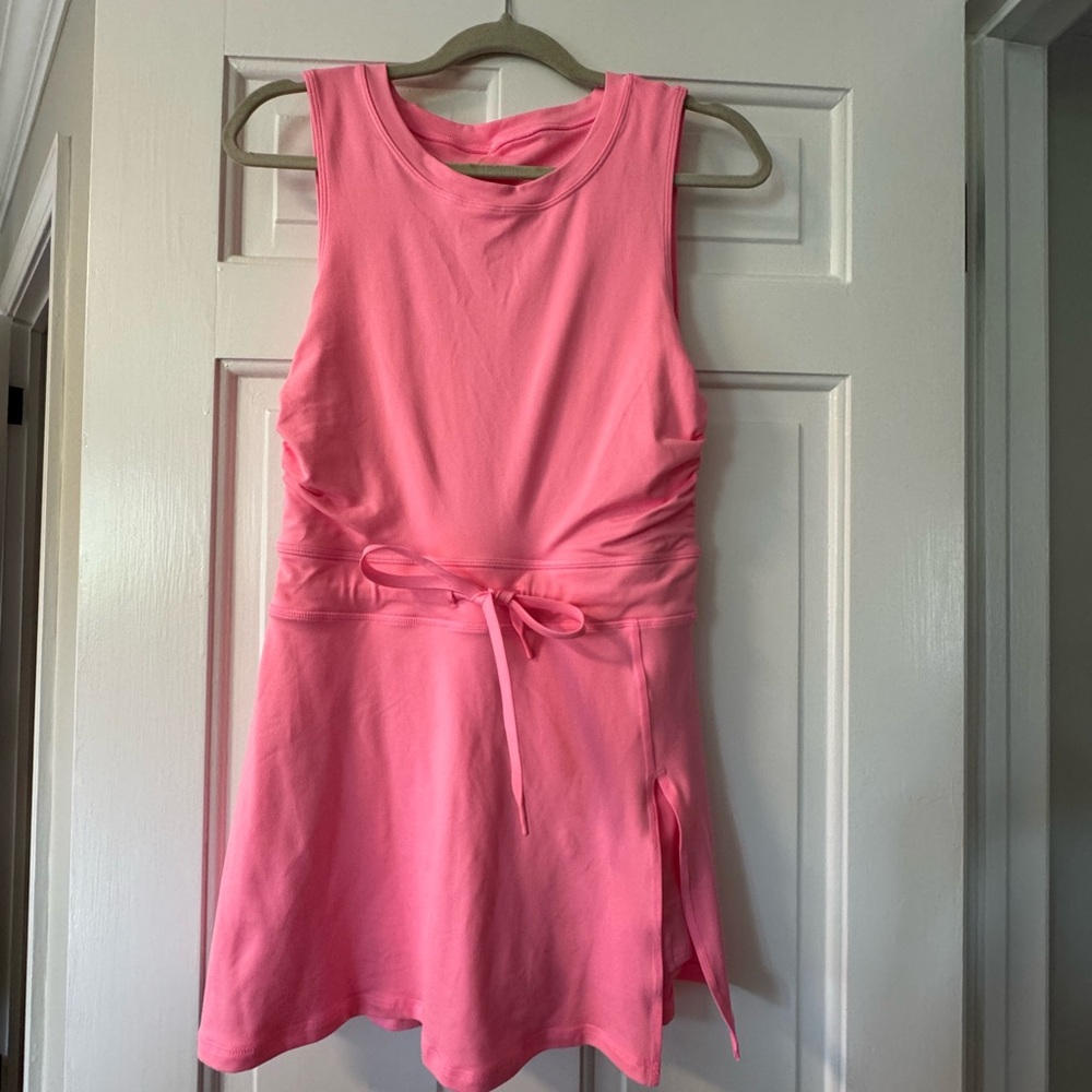 Pink Sleeveless Dress with Tie Waist
